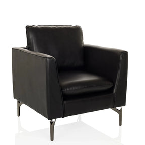 Sillón de diseño BAVERO negro de cuero sintético con patas metálicas de hjh OFFICE