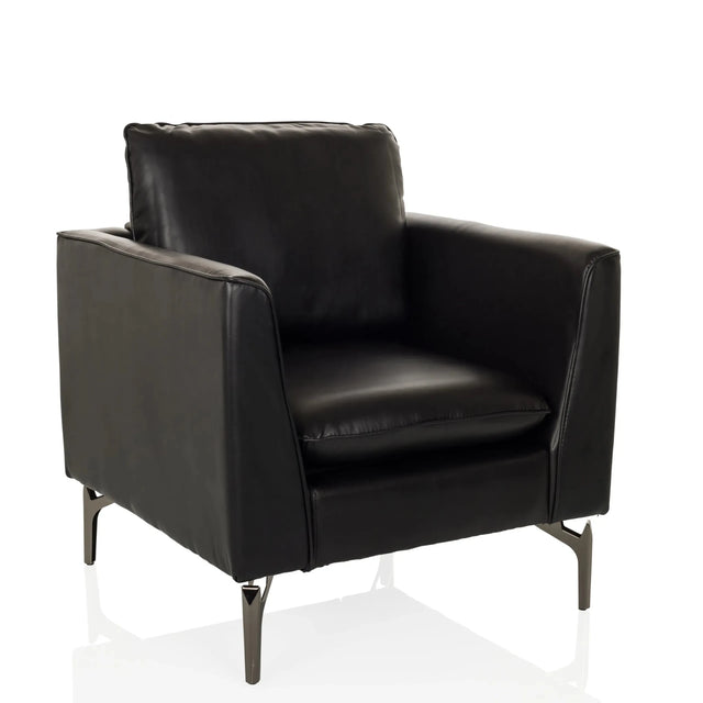 Sillón de diseño BAVERO negro de cuero sintético con patas metálicas de hjh OFFICE