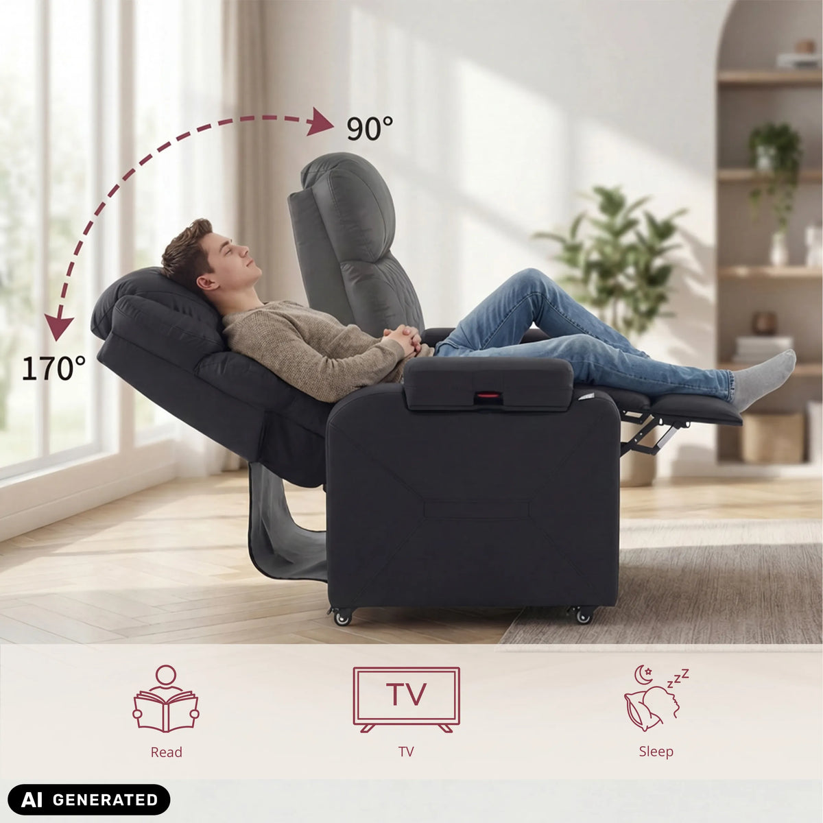 Respaldo ajustable del sillón de diseño Game Sport RX de 90 a 170 grados de hjh OFFICE (imagen generada por IA)