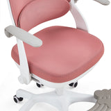 Asiento y respaldo rosa acolchados de la silla giratoria para niños Kiddy Smart Step con estructura blanca de hjh OFFICE
