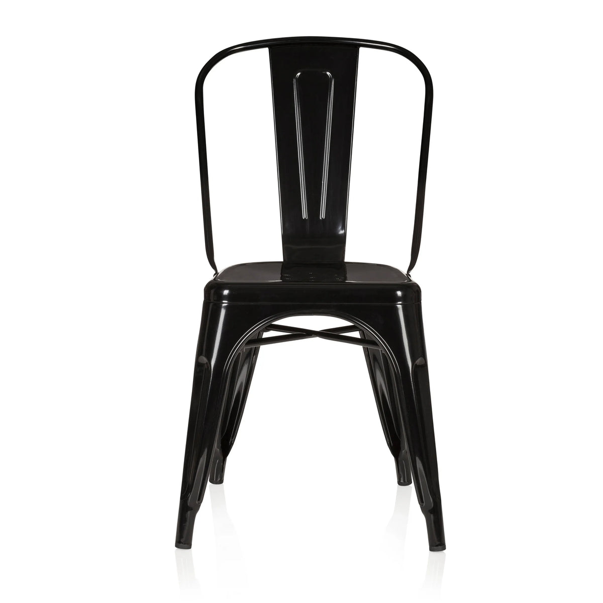 Silla de comedor negra VANTAGGIO COMFORT con estructura metálica y respaldo alto de hjh OFFICE – vista de 360° (vista frontal 0°)