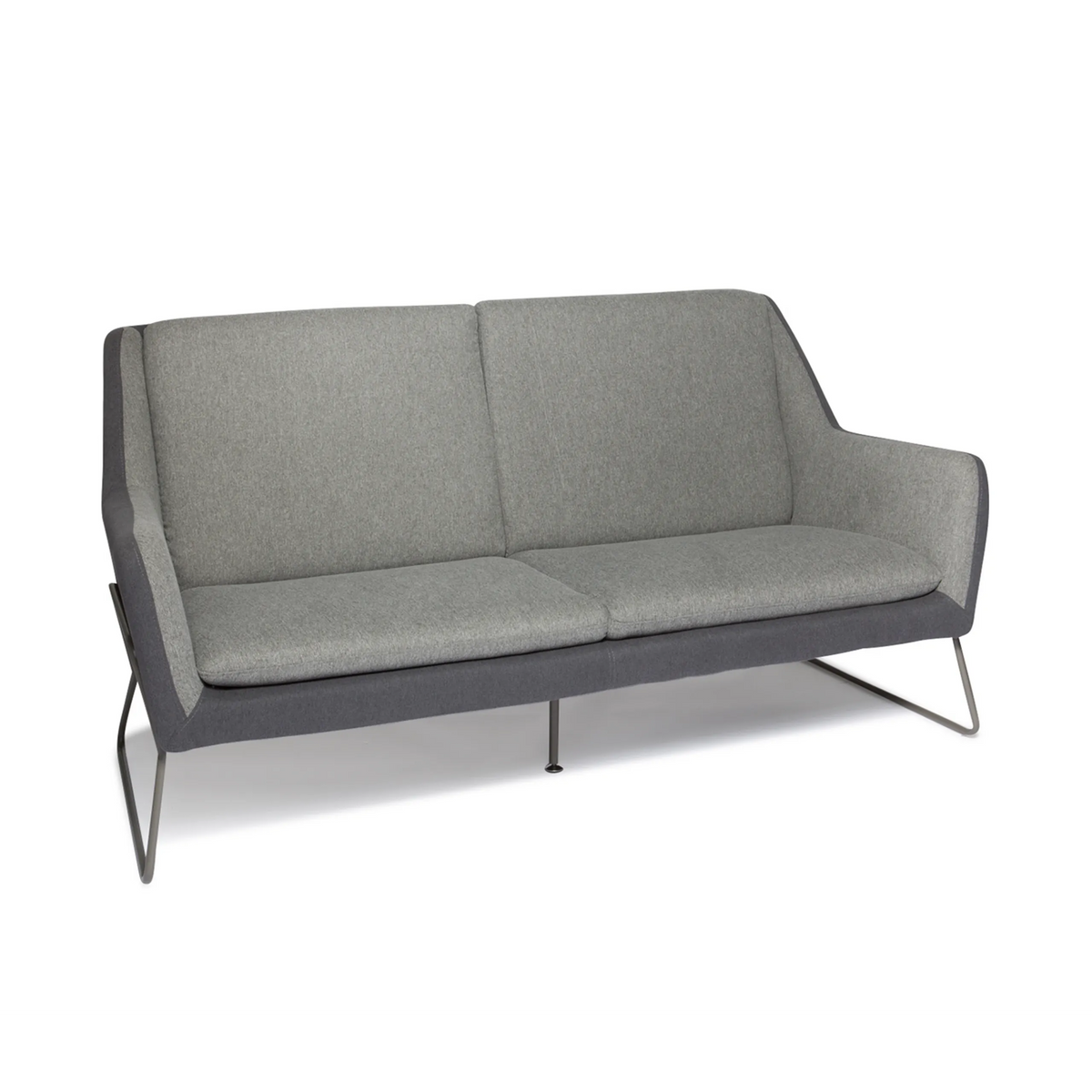 Hellgraues Loungesofa LAGUN mit dunkelgrauen Akzenten und schlanken Metallfüßen von hjh OFFICE – 360-Grad-Ansicht (Seitenprofil 90°)