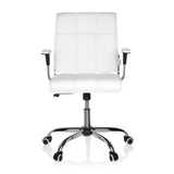 Silla Home Office ERNESTO blanca con tapicería acolchada y base de cinco ruedas de hjh OFFICE – vista de 360° (vista frontal 0°)