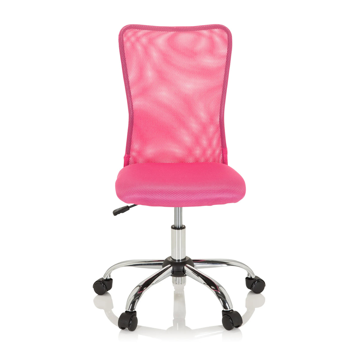 Silla giratoria para niños KIDDY NET I rosa con respaldo de malla y base de cinco ruedas de hjh OFFICE – vista de 360° (vista frontal 0°)