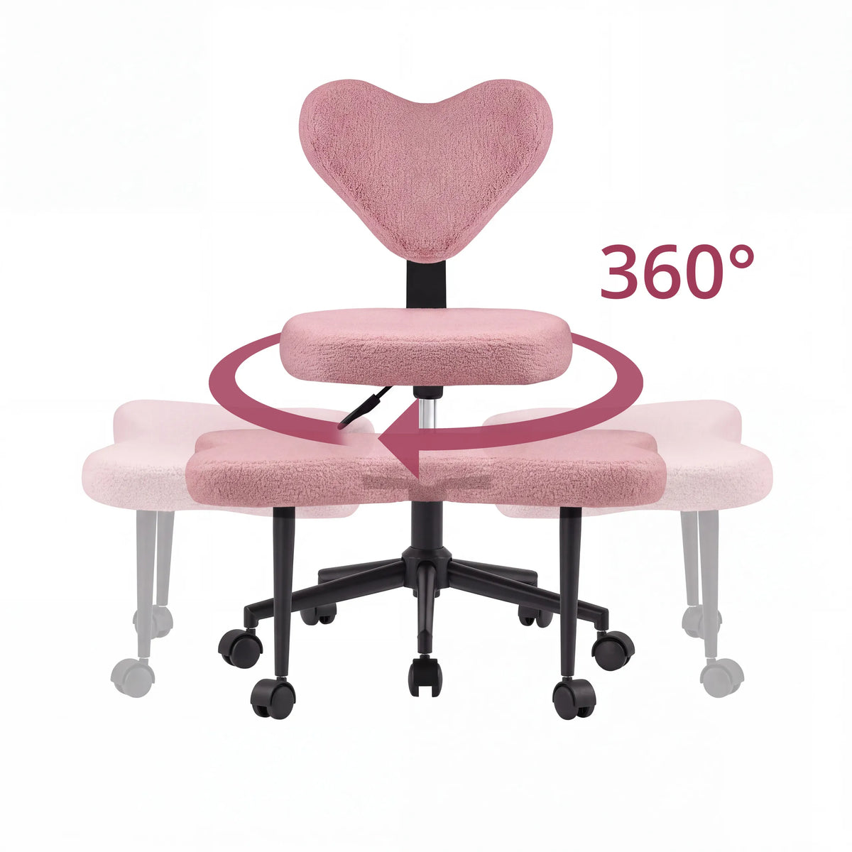Función giratoria de 360 grados de la silla de meditación Asanasit rosa con respaldo en forma de corazón de hjh LIVING