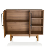 Compartimento abierto con estantes de la cómoda SANTJAGO WOOD L en acabado madera oscura de hjh LIVING