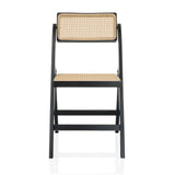 silla plegable TUDELA BAMBOO negra con asiento y respaldo de rejilla vienesa marrón de hjh LIVING – vista de 360° (vista frontal 0°)