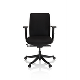 Silla de oficina profesional SENATOR negra con reposabrazos y una base de cinco ruedas de hjh OFFICE – vista de 360° (vista frontal 0°)