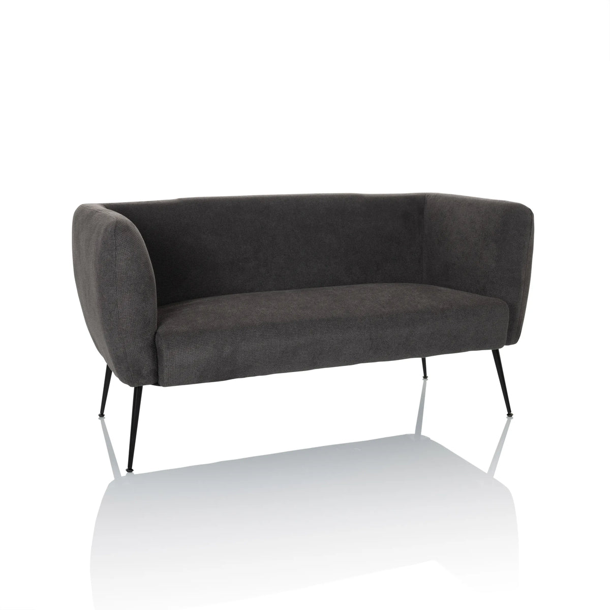 Sofá de diseño gris HAYRIVER con patas negras finas de hjh LIVING – vista de 360° (vista frontal 15°)