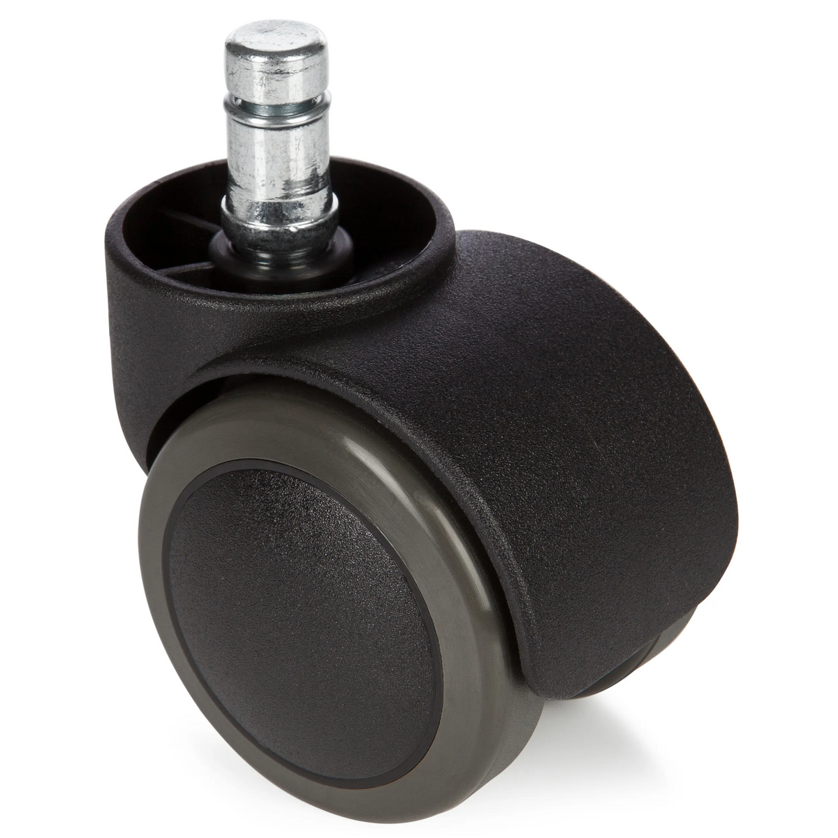 Ruedas para sillas 5x ROLO 11mm/50mm negras para suelos duros con pin de metal plateado de hjh OFFICE – vista de 360° (vista frontal 0°)