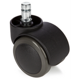 Ruedas para sillas 5x ROLO 11mm/50mm negras para suelos duros con pin de metal plateado de hjh OFFICE – vista de 360° (vista frontal 0°)