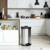 Papelera plateada CLEAN X con capacidad de 40 litros y tapa negra de hjh OFFICE