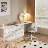 Silla Home Office SITMOTION W gris con ruedas delante de un tocador blanco de hjh OFFICE