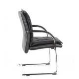Silla viga voladiza VILLA V negra con tapizado acolchado y reposabrazos de hjh OFFICE – vista de 360° (vista lateral 100°)