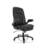 Silla giratoria XXL INSTRUCTOR III negra de cuero sintético con base de estrella y cinco ruedas de hjh OFFICE – vista de 360° (vista frontal en diagonal 40°)