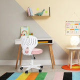 Silla giratoria para niños KIDDY TOP W con respaldo blanco y asiento rosa de hjh OFFICE