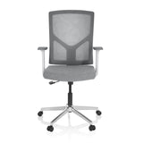Silla Home Office BRETON BASE W gris con respaldo de malla y base de cinco ruedas de hjh OFFICE – vista de 360° (vista frontal 0°)