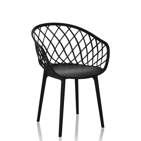 Silla nórdica BEGIO B negra con respaldo de rejilla y cuatro patas de hjh OFFICE