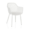 Silla de exterior blanca BEGIO L con respaldo de rejilla y reposabrazos de hjh LIVING