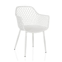 Silla de exterior blanca BEGIO L con respaldo de rejilla y reposabrazos de hjh LIVING