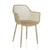 Silla de exterior beige BEGIO L con respaldo de malla y cuatro patas de hjh LIVING