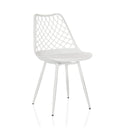 Silla de exterior blanca BEGIO S con respaldo de rejilla y cuatro patas delgadas de hjh LIVING