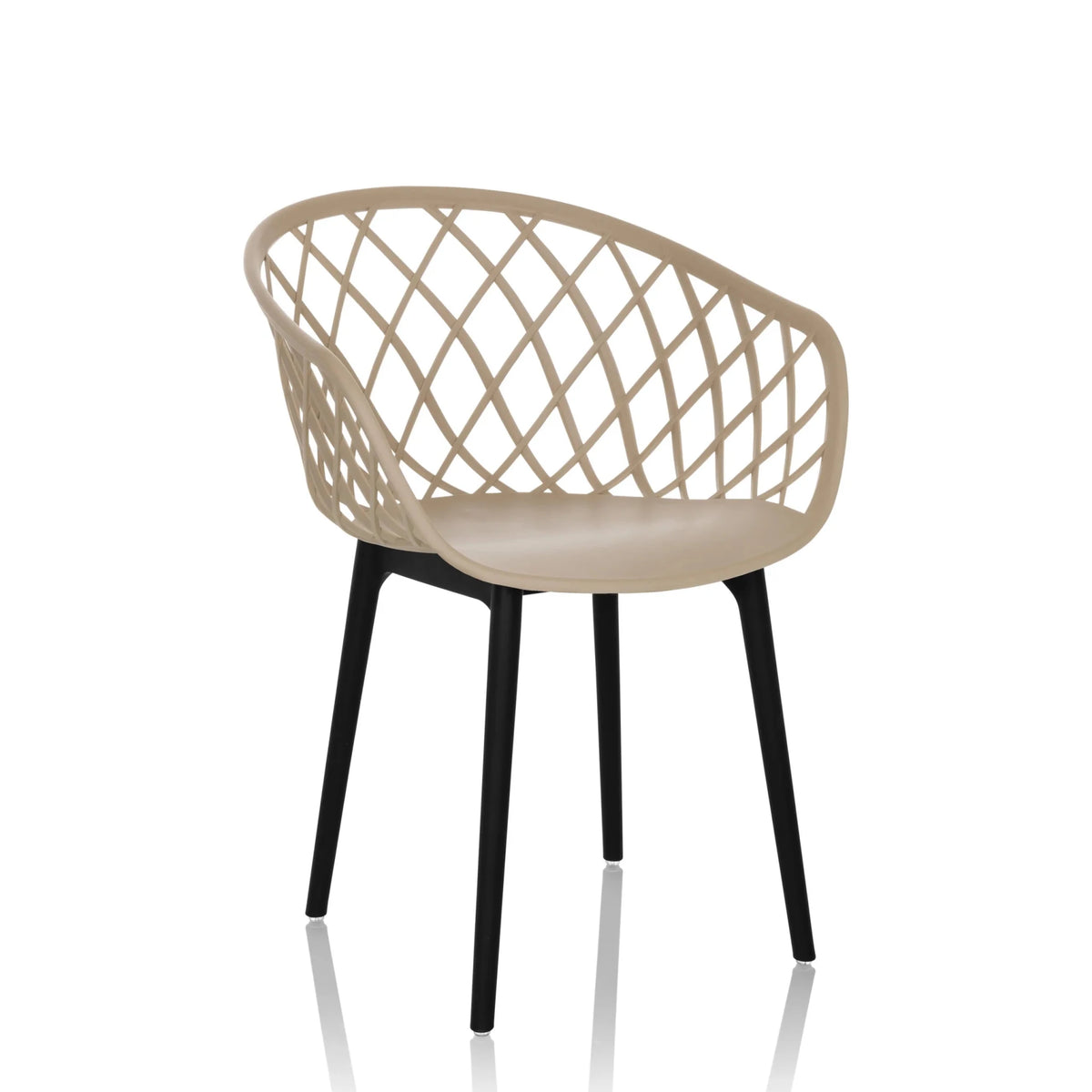 Silla nórdica BEGIO beige con respaldo de malla y patas negras de hjh OFFICE