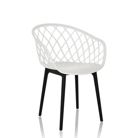 Silla nórdica BEGIO blanca con respaldo de malla y patas negras de hjh OFFICE