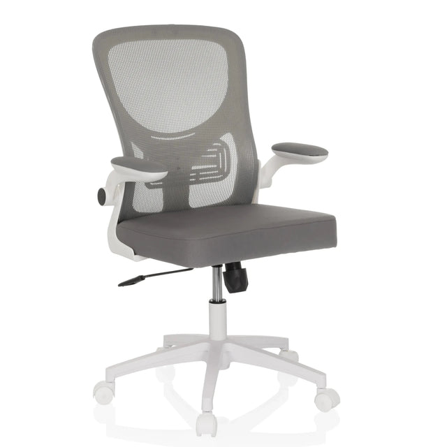 Silla Home Office BELIO W en gris con respaldo de malla y estructura blanca de hjh OFFICE