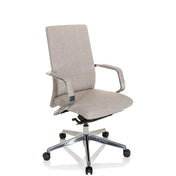 Silla de oficina profesional BESSONA con tapicería de tela beige y reposabrazos de aluminio brillante de hjh OFFICE