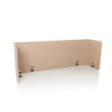 Separador de mesa beige FLEXMIUT U con alas laterales y cuatro clips de fijación de hjh OFFICE – vista de 360° (vista frontal 15°)