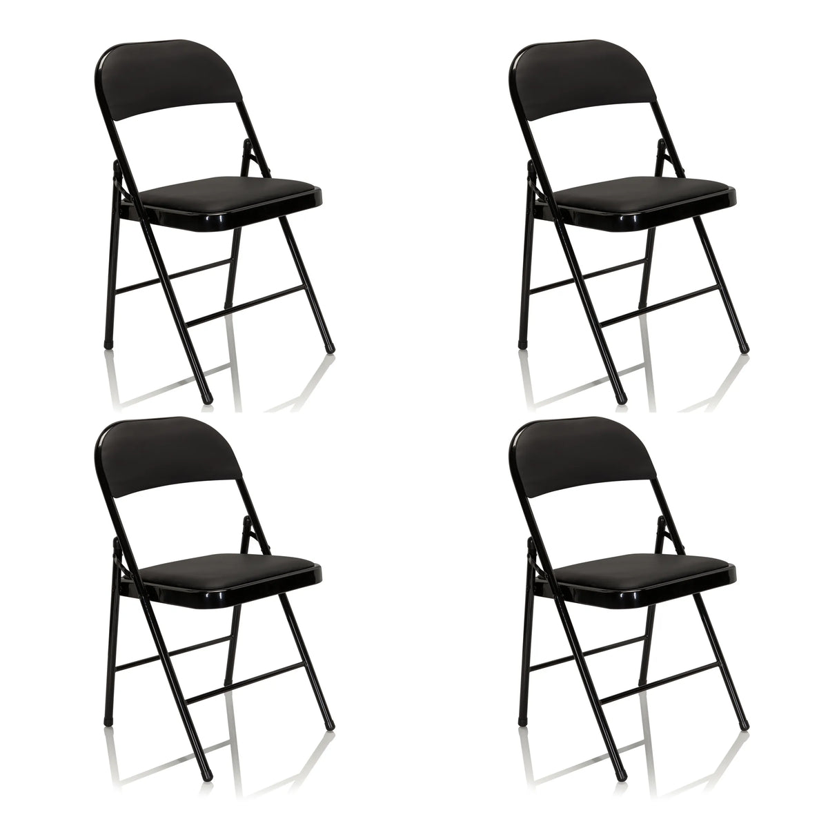 Set de cuatro sillas plegables TUDELA negras de hjh OFFICE
