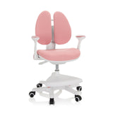 Silla para niños rosa KID WING con respaldo dividido y base blanca de cinco ruedas de hjh OFFICE – vista de 360° (vista frontal 20°)