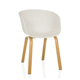 Silla nórdica blanca OSLO W con cuatro patas de madera clara de hjh LIVING – vista de 360° (vista frontal 15°)