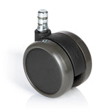 Ruedas para sillas 5x ROLO No-Noise 11mm/65mm negras para suelos duros con pin de metal plateado de hjh OFFICE – vista de 360° (vista frontal 0°)