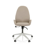 Silla Home Office AVEA I en color beige con reposabrazos y base blanca de cinco ruedas de hjh OFFICE – vista de 360° (vista frontal 0°)
