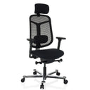 Silla alta gama BICOLORE HIGH en negro con respaldo de malla y base plateada de hjh OFFICE