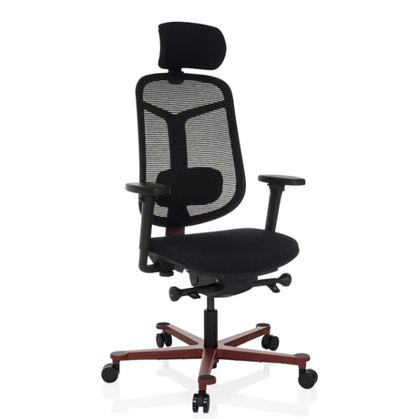 Silla alta gama BICOLORE HIGH en negro y rojo con respaldo de malla y reposacabezas de hjh OFFICE