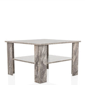 Mesa de centro BISMO gris efecto mármol con un estante de almacenamiento de hjh LIVING