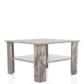 Mesa de centro BISMO gris efecto mármol con un estante de almacenamiento de hjh LIVING