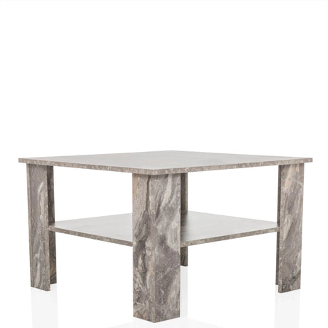 Mesa de centro BISMO gris efecto mármol con un estante de almacenamiento de hjh LIVING