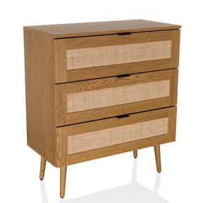 Cómoda BOHEO K de roble con tres cajones y frentes de rejilla vienesa de hjh LIVING