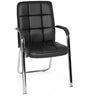 Silla de confidente negra BORNE con tapizado acolchado y estructura de patines cromados de hjh OFFICE
