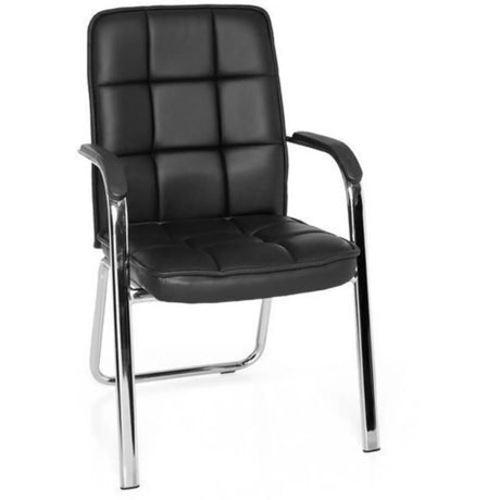 Silla de confidente negra BORNE con tapizado acolchado y estructura de patines cromados de hjh OFFICE