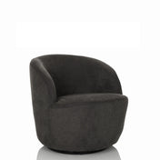 Sillón de diseño BRAMWICH gris con forma redondeada y tapizado en tela de hjh LIVING