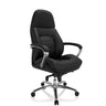 Silla giratoria BRENTON XXL en color negro con tapizado de cuero y base de estrella brillante de hjh OFFICE