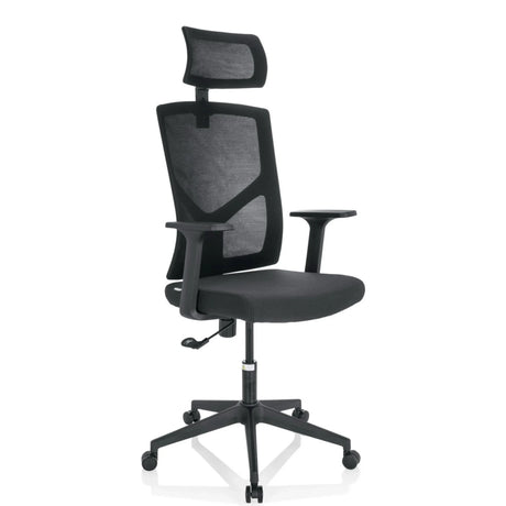 Silla Home Office BRETON B con malla negra y reposacabezas de hjh OFFICE