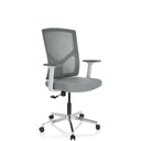 Silla Home Office BRETON BASE W gris con respaldo de malla y base plateada de hjh OFFICE