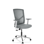 Silla Home Office BRETON BASE W gris con respaldo de malla y base plateada de hjh OFFICE