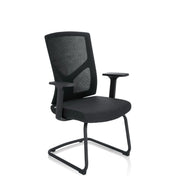 Silla de viga voladiza BRETON V B negra con respaldo de malla y reposabrazos de hjh OFFICE
